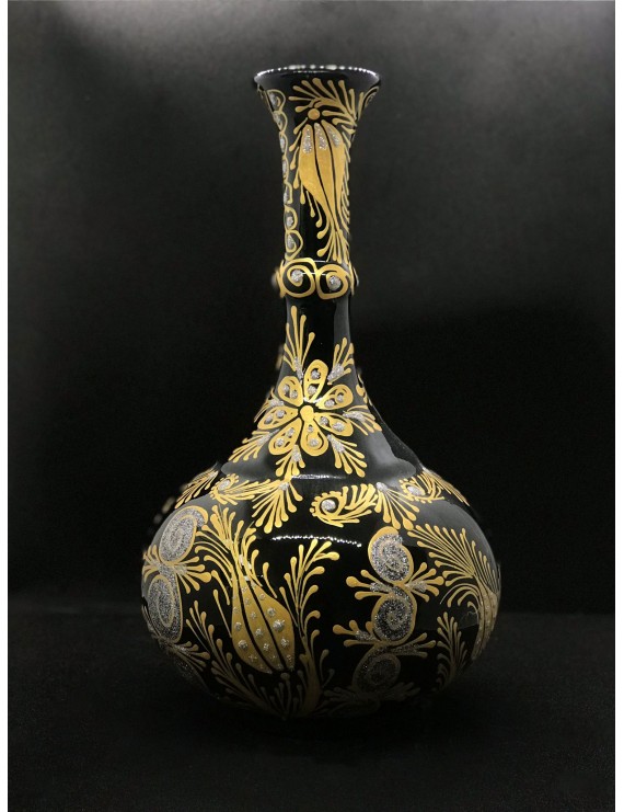 Altın Varak Desenli Bombe Vazo